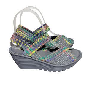 Skechers Parallel Unbeweaveable Womens Wedge Sandals 38456 Gray/Multi Size 6